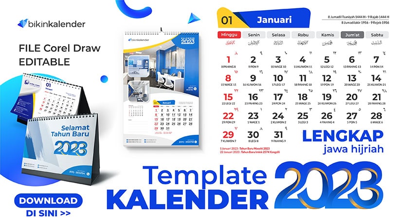 template kalender 2023 gratis-lengkap-jawa hijriah masehi coreldraw cdr